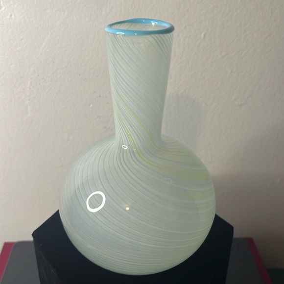 Dansk Blue and Green Mezza Filigrana Swirl Vintage 90s Art Glass Gourd Vase - Picture 1 of 8